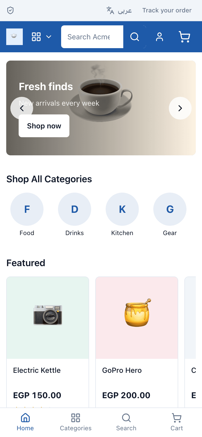 The same store in English, left-to-right